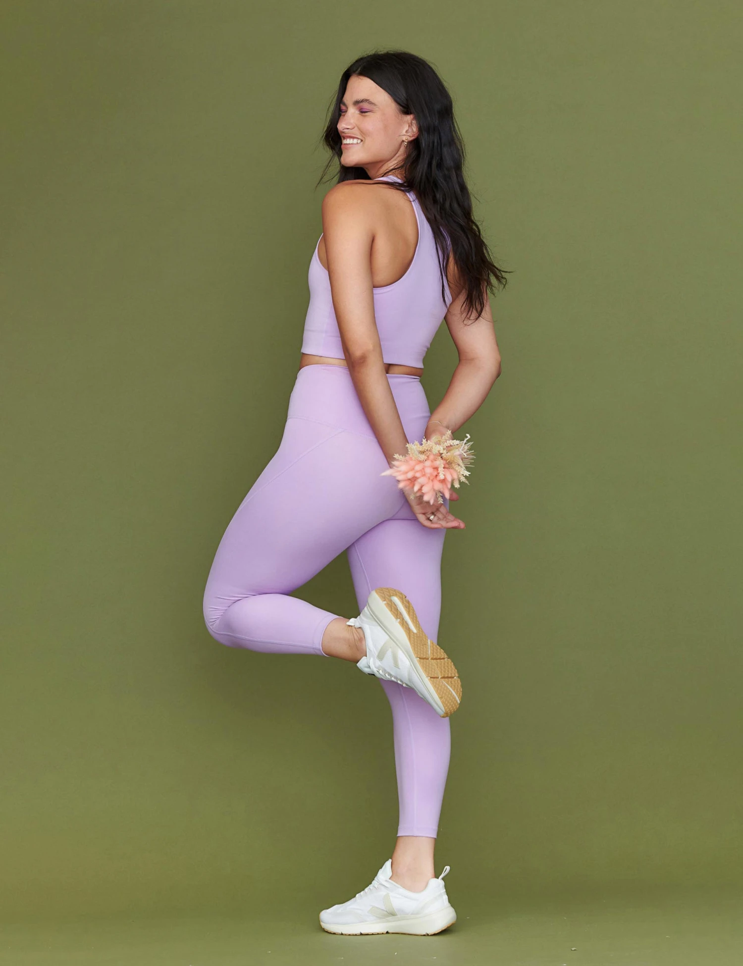 Girlfriend Collective Compressive High Waisted 7/8 Legging - Lilac 10 Girlfriend Collective Compressive High Waisted 7/8 Legging - Lilac - Image 8