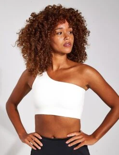 Girlfriend Collective Bianca One Shoulder Bra - Ivory