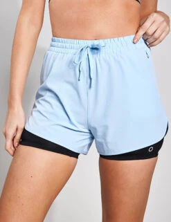 Woven Layered Gym Shorts - Powder Blue -Sportswear Store GOODMOVE Double Layer Short T51 6542 POWDER BLUE 0002