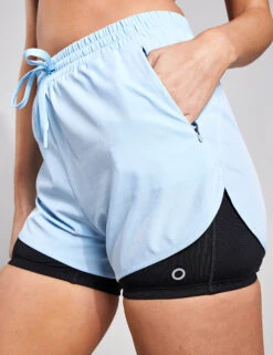 Woven Layered Gym Shorts - Powder Blue
