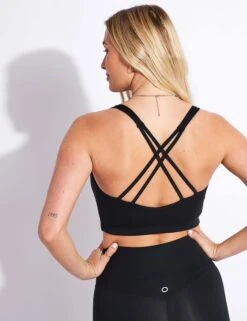 Cross Back Crop Top - Black