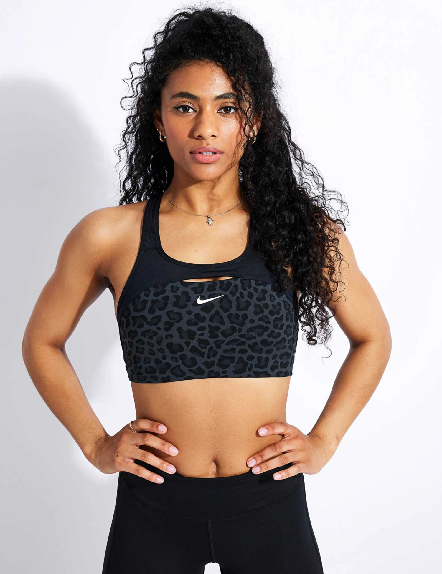 Nike Dri-FIT Swoosh Printed Sports Bra - Dark Smoke Grey/Black/White 3 Nike Dri-FIT Swoosh Printed Sports Bra - Dark Smoke Grey/Black/White