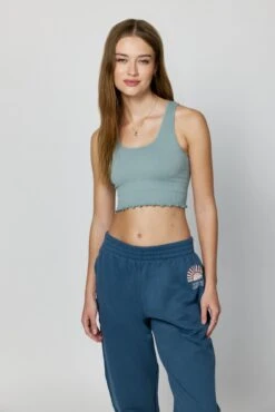 Spiritual Gangster Amor Crop Tank - Stormy Blue