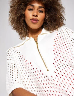 Varley Teagan Boxy Knit Polo - Snow White -Sportswear Store VARLEY TEAGAN BOXY KNIT POLO VAR01328 Snow White 0018