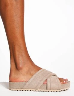 Varley Ronley Quilted Slides - Mink Stone