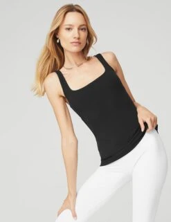 Ribbed Minimalist Tank - Black -Sportswear Store alo yoga ribbed minimalist tank black W9470R 1