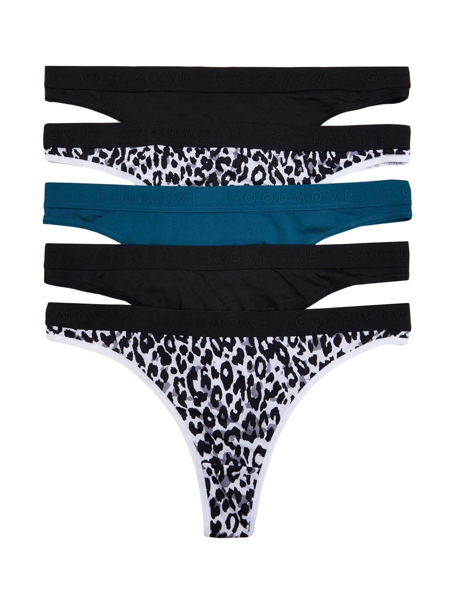 5pk Microfibre Thongs - Black Mix 3 5pk Microfibre Thongs - Black Mix