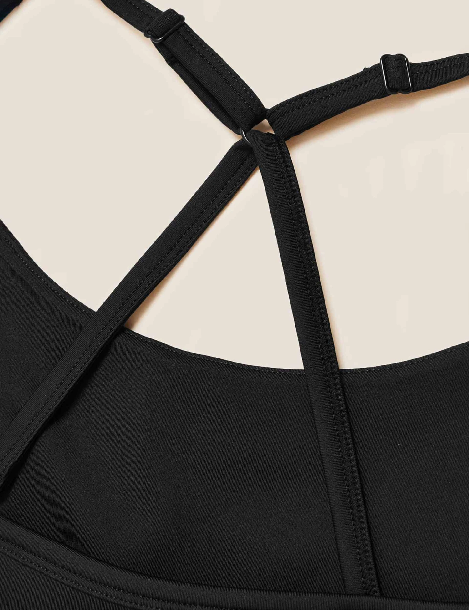 Scoop Neck Cross Back Strappy Crop Top - Black 7 Scoop Neck Cross Back Strappy Crop Top - Black - Image 5