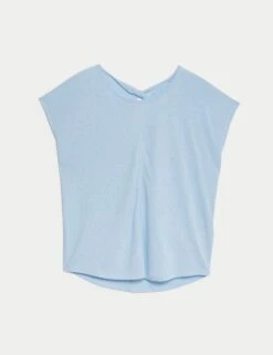 Scoop Neck Twist Back Yoga T-Shirt - Powder Blue 12 Scoop Neck Twist Back Yoga T-Shirt - Powder Blue -Sportswear Store goodmove scoop neck twist back yoga t shirt powder blue T51 5767 2 88e54417 9d1d 4722 b9de 7aa3a0ad7674