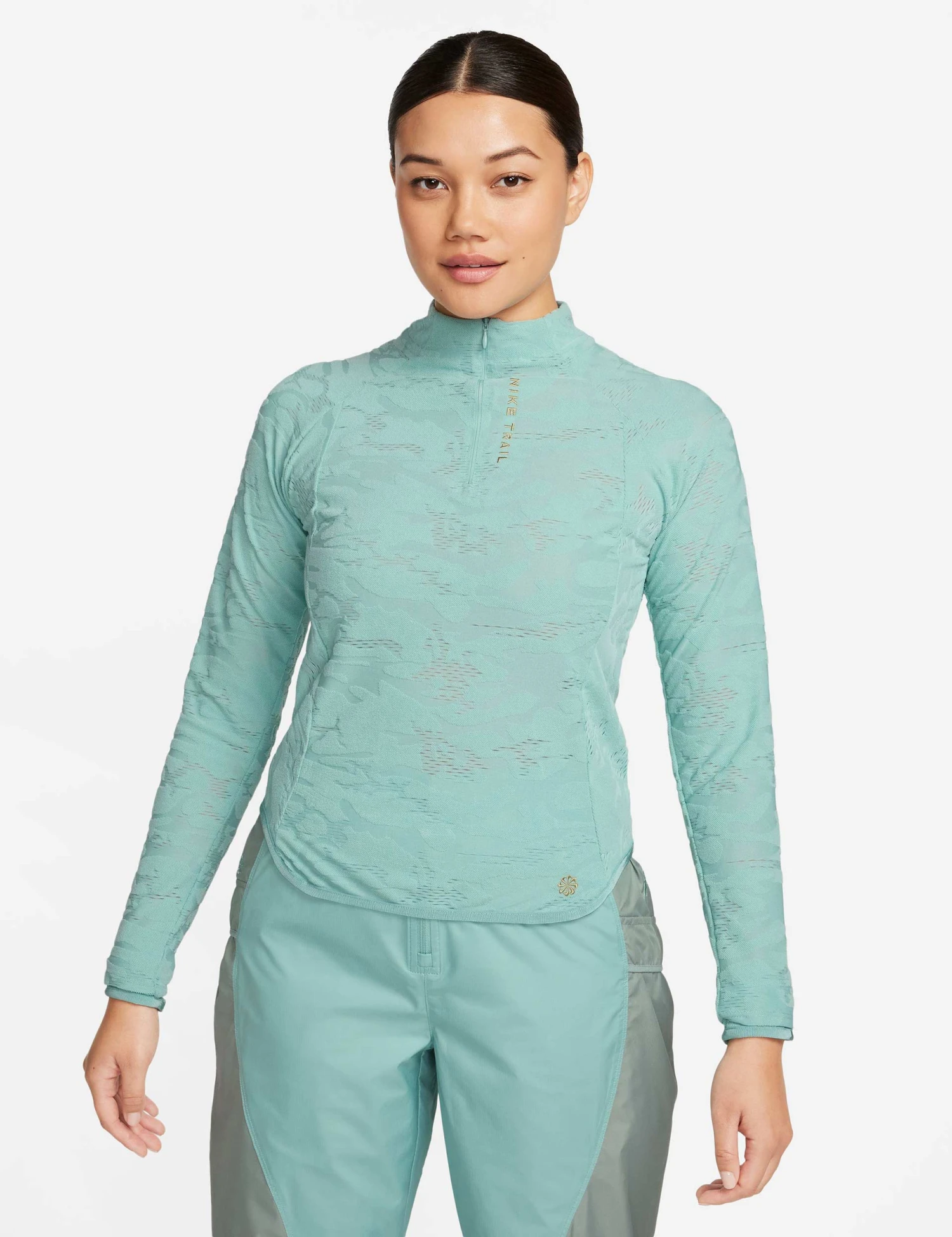 Nike Dri-FIT 1/4-Zip Mid Layer Trail Top - Mineral/Neutral Olive 3 Nike Dri-FIT 1/4-Zip Mid Layer Trail Top - Mineral/Neutral Olive