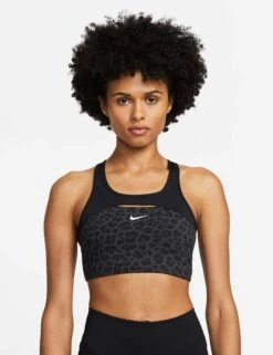 Nike Dri-FIT Swoosh Printed Sports Bra - Dark Smoke Grey/Black/White 12 Nike Dri-FIT Swoosh Printed Sports Bra - Dark Smoke Grey/Black/White -Sportswear Store nike dri fit swoosh printed sports bra dark smoke grey black white DM0633 070 1