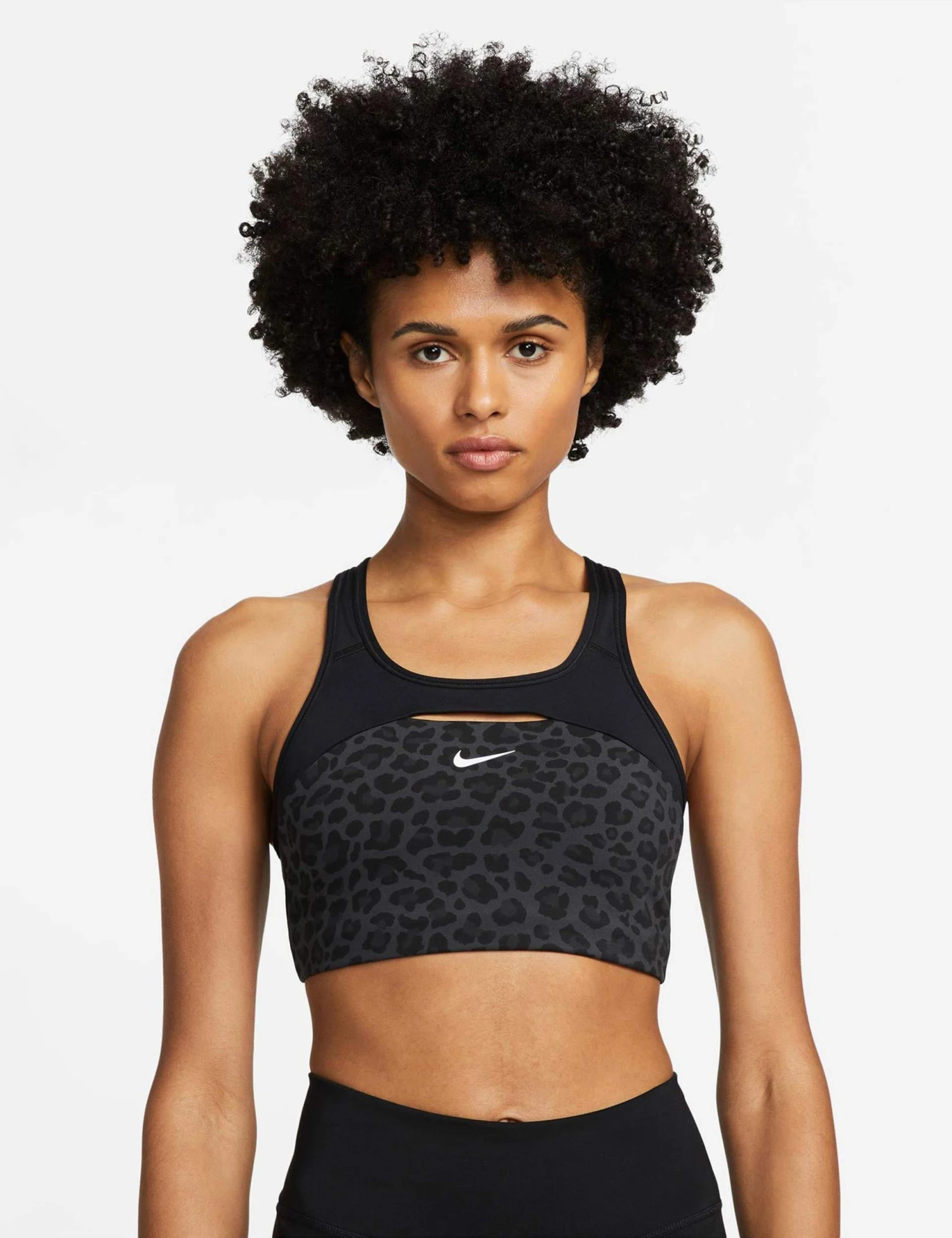 Nike Dri-FIT Swoosh Printed Sports Bra - Dark Smoke Grey/Black/White 7 Nike Dri-FIT Swoosh Printed Sports Bra - Dark Smoke Grey/Black/White - Image 5