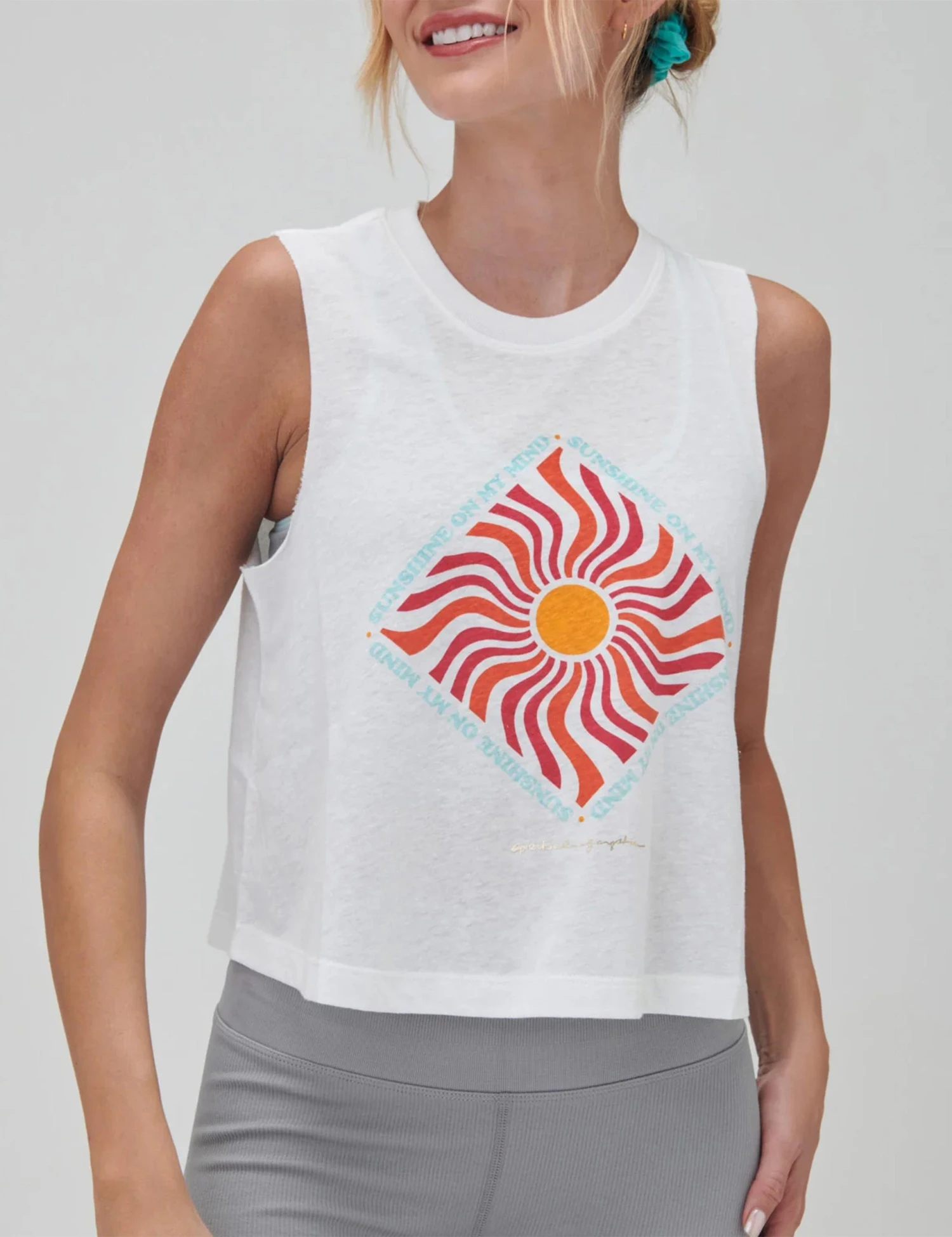 Spiritual Gangster Sunshine On My Mind Crop Tank - Stone 3 Spiritual Gangster Sunshine On My Mind Crop Tank - Stone